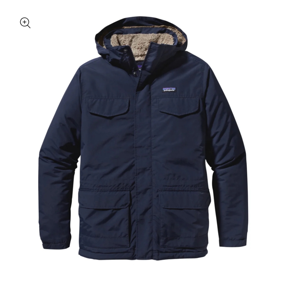 Patagonia Isthmus Hooded Parka Sherpa Lined Men's SZ Medium Navy Jacket Outdoors